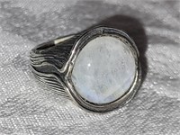 silver ring with large Stone size 9 stamped 925