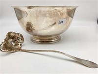 Gorham Silver Plate Punch Bowl & Assoc Ladle