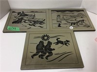 Inuit Artwork - 3 Carved Plaques, 8x10 "