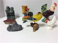 Collection of roosters, carved bird, soapstone