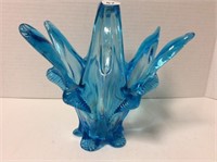 Blue chalet glass basket style piece