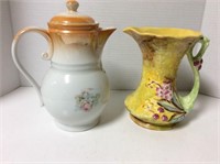 James Kent vase with frog, unmarked teapot