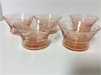 Pink etched depression glass custard cups