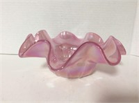 Pink opalescent ruffle edged dish