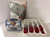 Coca-Cola cutlery with tray, lunchbox, vintage