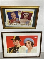 Framed prints of King George & Queen Elizabeth,