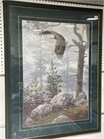 Framed Eagle print by Smith, 1993. 42x33 "