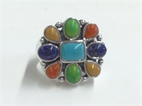 925 Silver Ring With Polished Stoness Size 7