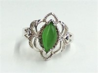 925 Silver Ring With Green Tiger Eye Stone Size