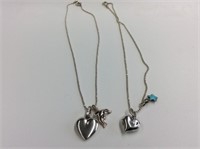 2- 925 Silver Necklaces 14" With 4 925 Silver