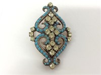 Vintage Brooch Made With Clear Rhinestones