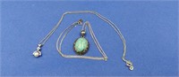 2 Sterling Silver Necklaces & 1 Turquoise Pendant