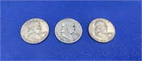 3 Pc Franklin Half Dollars (90% Silver)