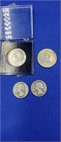 2 Silver (90%) Quarters, 2 Silver (90%) Kennedy Ha