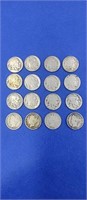 12 Buffalo Nickels, 4 Liberty Head V Nickels