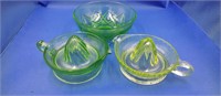 3 Pc Uranium Vaseline Glass