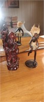 Fukurokuju and Tiki Man Carved Figurines