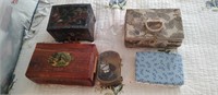 Collection of 6 Jewelry Boxes & Contents