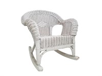 Vintage Wicker White Child'S Rocking Chair UN115