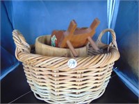 Lot of 3 Wicker Basket w/ Mini Wheelbarrow