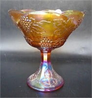 Vintage Carnival Glass Amberina Pedestal Dish