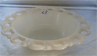 Vintage Lace Edged Milk Glass Bowl