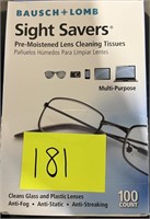 pre-moistened lens cleaning tissues