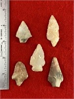 5 Novaculite Arrowheads    Indian Artifact Arrowhe