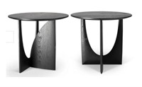 $2000 Lot of 2 Ethnicraft Geometric Side Tables