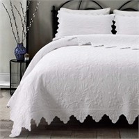 Brandream White Quilts Set Queen Size Bedspreads