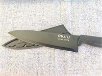 OIUIU 8" BLACK CHEF'S KNIFE w/ BLADE GUARD