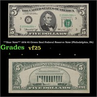 **Star Note** 1974 $5 Green Seal Federal Reserve N