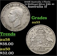1943S Australia 1 Florin (2 Shillings) Silver KM#