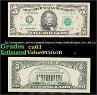 3x Consecutive 1995 $5 Federal Reserve Notes (Phil