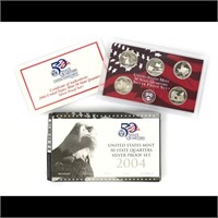 2004 United States Quarters Silver Proof Set - 5 p