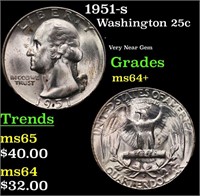 1951-s Washington Quarter 25c Grades Choice+ Unc