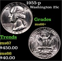 1955-p Washington Quarter 25c Grades GEM++ Unc