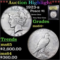 ***Auction Highlight*** 1923-s Peace Dollar $1 Gra
