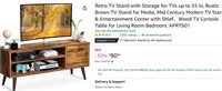 $129 Retro TV Stand with Storage for TVs up to 55"