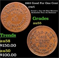 1863 Good For One Cent Civil War Token 1c Grades C