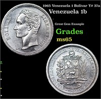 1965 Venezuela 1 Bolivar Y# 37a Grades GEM Unc