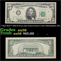 **Star Note** 1969 $5 Green Seal Federal Reserve N