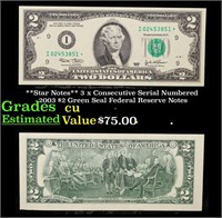 **Star Notes** 3 x Consecutive Serial Numbered 200