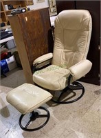 Adjustable padded swivel arm chair with
