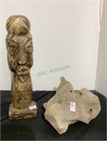 Vintage hand carved unknown mineral statue stands