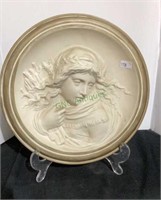 Virgin Mary cameo relief  plate. Measures 10