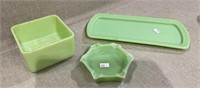 Vintage Jadeite glass lot - vanity tray,