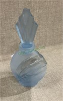 Light blue frosted perfume bottle with stopper