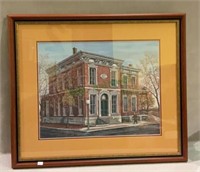 Framed and double matted lithograph by CG