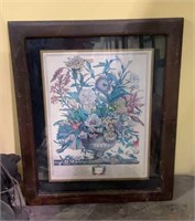 Framed and double matted antique botanical print.